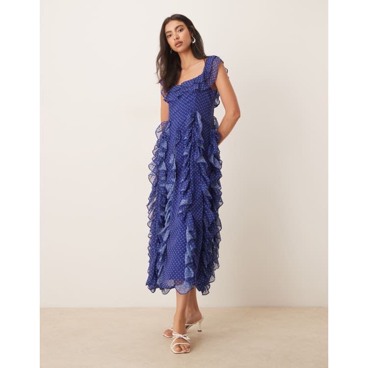 Sister Jane Aster flounce maxi dress in blue polka dots | ASOS