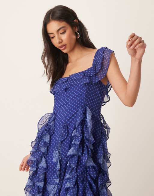 Sister Jane Aster flounce maxi dress in blue polkadot , 2 of 4