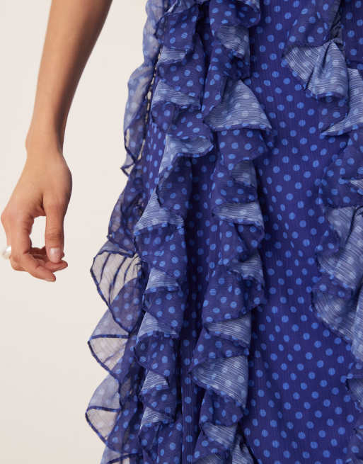Sister Jane Aster flounce maxi dress in blue polkadot , 4 of 4