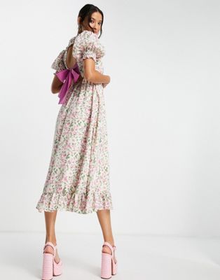 Sister Jane backless maxi dress with bow in painted floral  - ASOS Price Checker