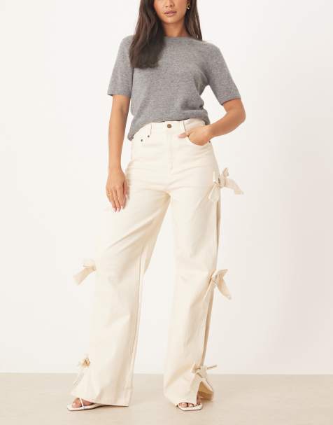 Sister Jane Bay denim jeans with bow details in cream - view 1