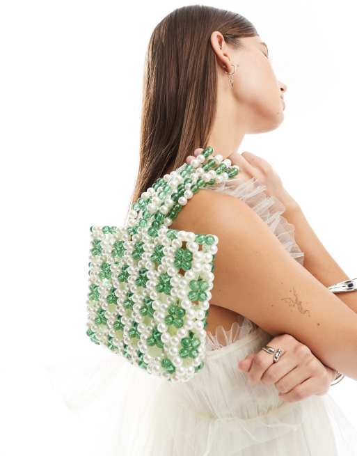 Sister Jane beaded bag in green co-ord