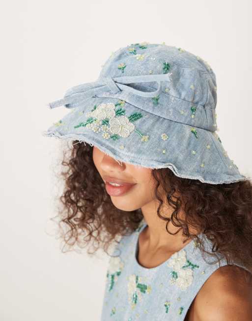 Sister Jane beaded bucket hat in blue - part of a set