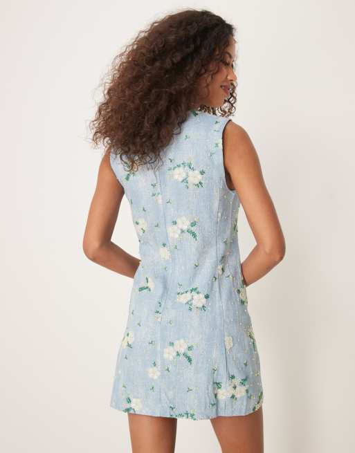 Sister Jane beaded denim mini dress in blue, 3 of 4