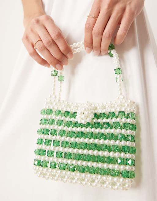 Sister Jane beaded grab bag in green jewel