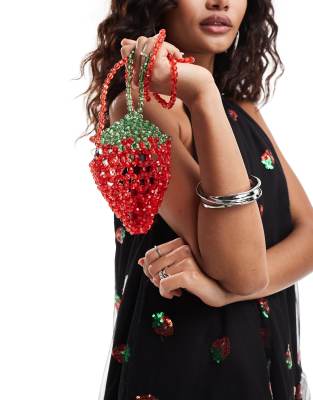 sister jane Sister Jane beaded strawberry bag in red co-ord