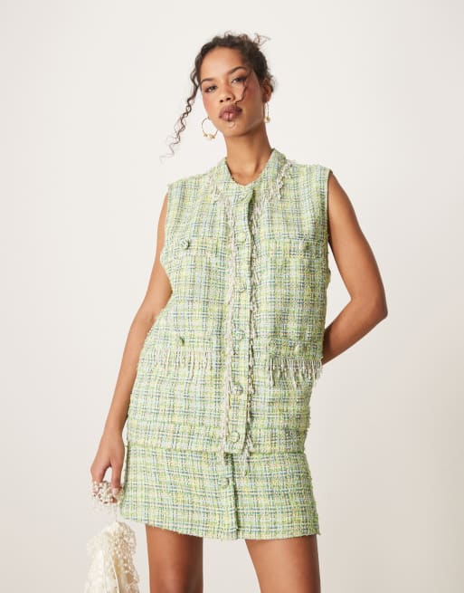 Sister Jane beaded tweed jacket co-ord in green