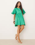 [sister jane] Sister Jane bell sleeve mini dress in pop green M GREEN