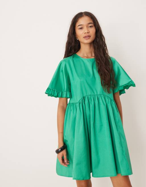 Sister Jane bell sleeve mini dress in pop green, 4 of 4