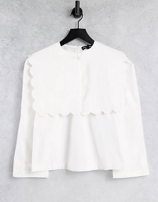Sister Jane bib collar shirt in white