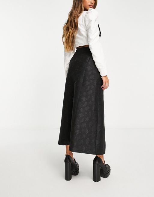 Sister Jane black midi skirt with contrast pockets co-ord in black