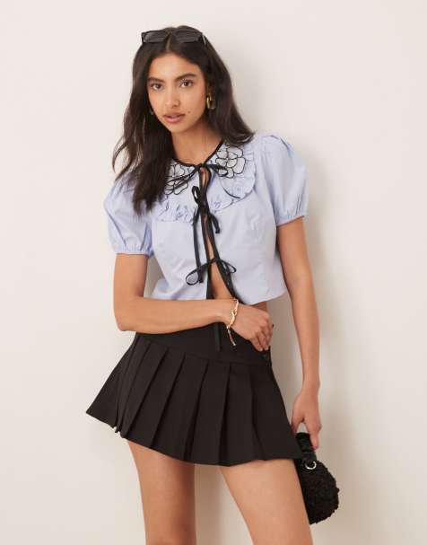 Sister Jane Bluebell tie front top in light blue - view 1