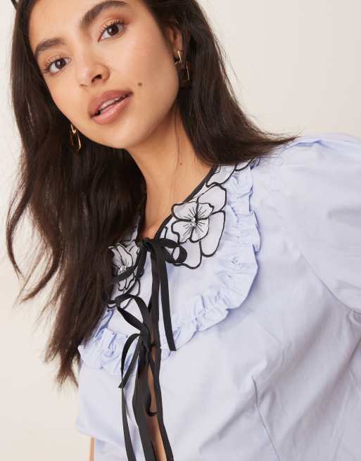 Sister Jane Bluebell tie front top in light blue