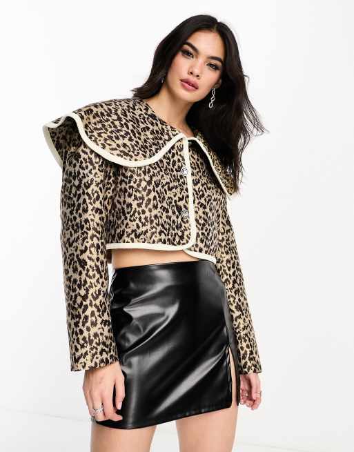 Sister Jane - Bluse i leopardmønster med oversized krave