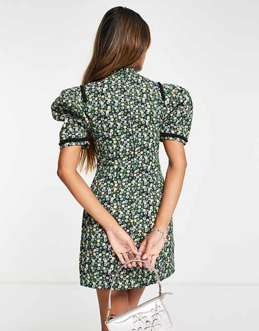 Sister Jane bodycon mini shift dress in green floral with Sister Jane bodycon mini shift dress in green floral with