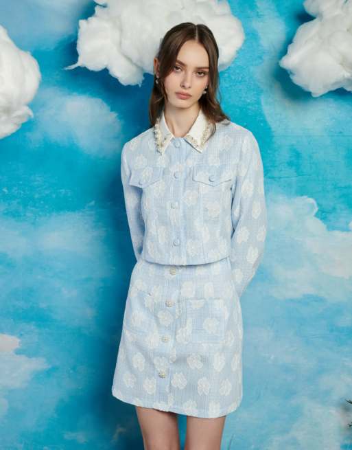 Sister Jane boucle jacket in blue (part of a set)