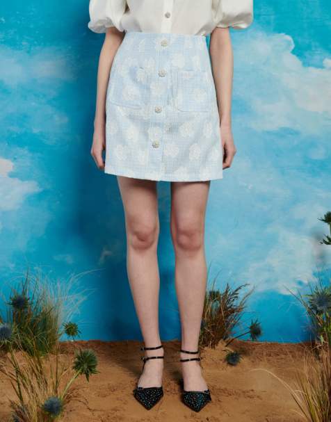 Sister Jane boucle mini skirt co-ord in blue - view 1