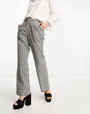 Sister Jane bow detail flared trouser co-ord in black gingham