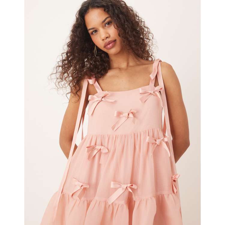 新品タグ付◉ sister jane / Bow Ruffle Onepiece Sister Jane bow mini dress in forest green | ASOS