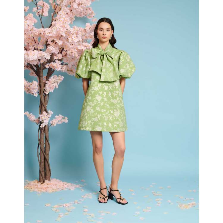 Sister Jane bow mini dress in forest green | ASOS