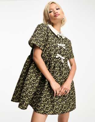 Sister Jane bow jacquard mini dress with pockets in star bloom | ASOS