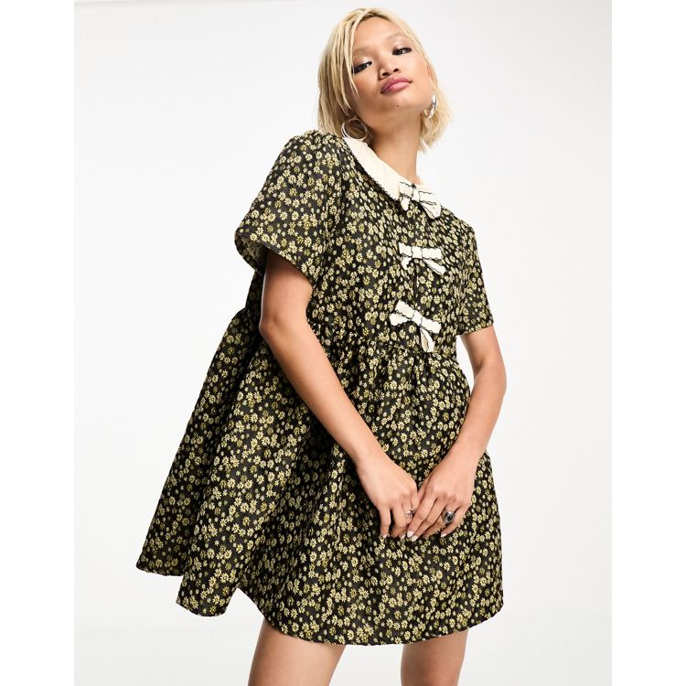Sister Jane bow jacquard mini dress with pockets in star bloom | ASOS