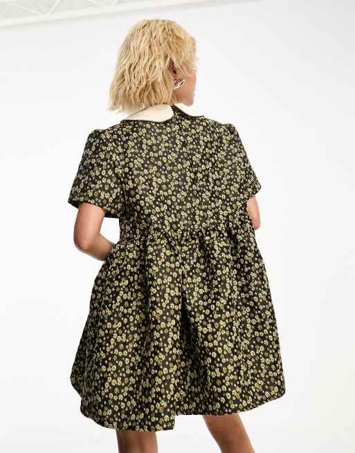 Sister Jane bow jacquard mini dress with pockets in star bloom