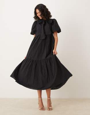 Sister Jane bow midi dress in black - view 1