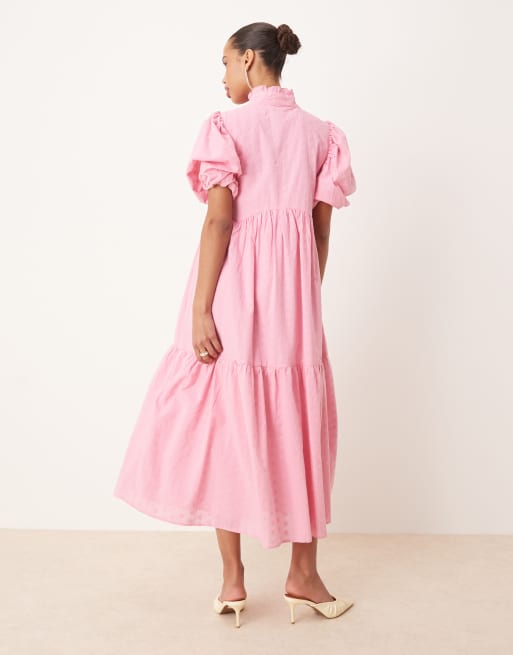 pastel bodycon midi dress Women's Serenely Sweet Textured Bodycon Midi Dress in Pink