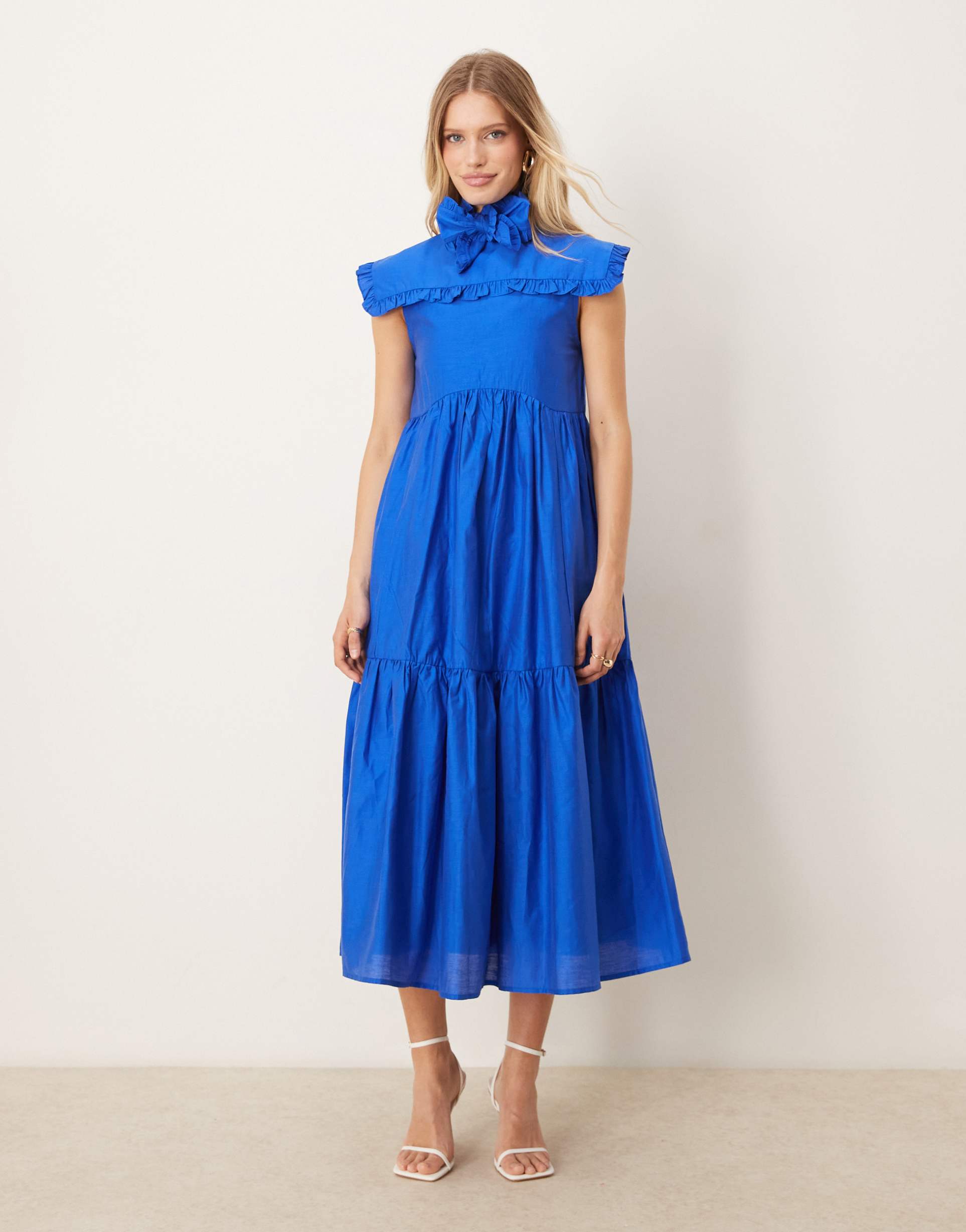sister jane bow midi dress in royal blue