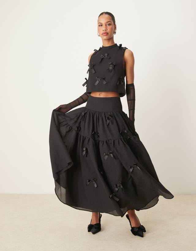 Sister Jane bow midi skirt co-ord in black | ASOS