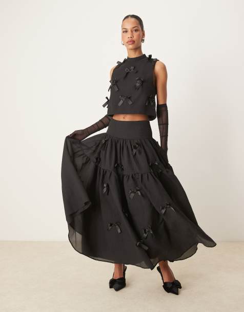Sister Jane bow midi skirt in black - part of a set - view 1