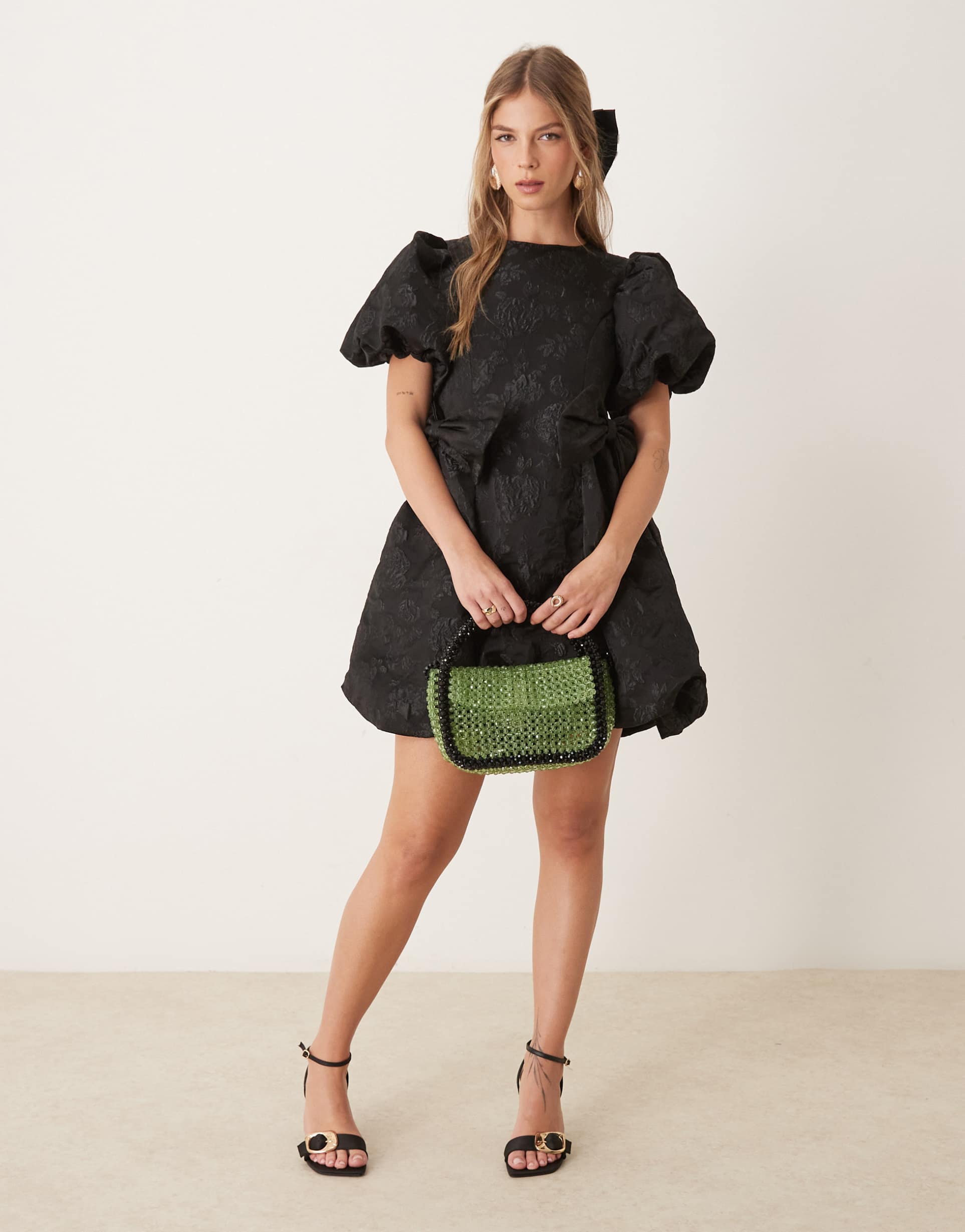 sister jane bow mini dress in black