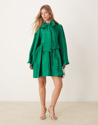 Sister Jane bow mini dress in forest green | ASOS