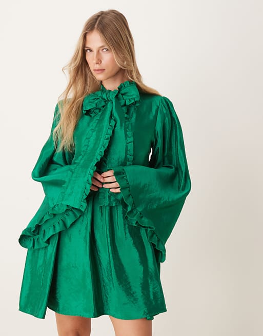Sister Jane bow mini dress in forest green | ASOS Sister Jane bow mini dress in forest green | ASOS