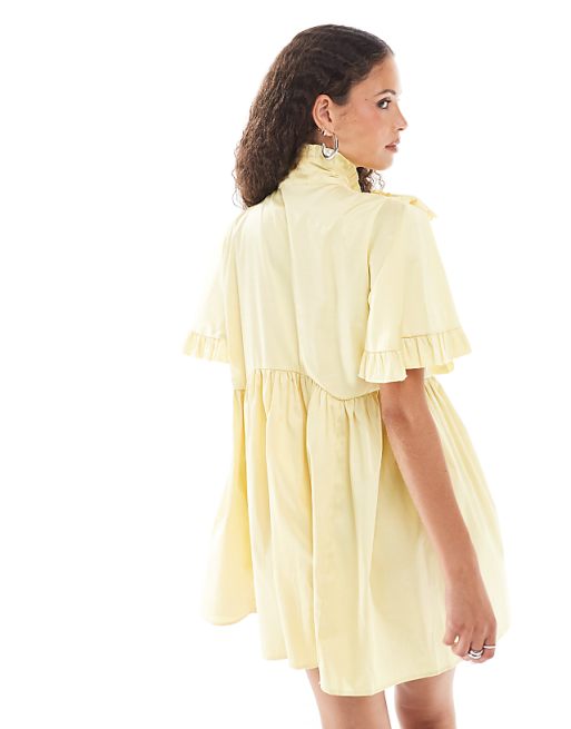 Sister Jane bow ruffle mini dress in yellow | ASOS Sister Jane bow ruffle mini dress in yellow | ASOS