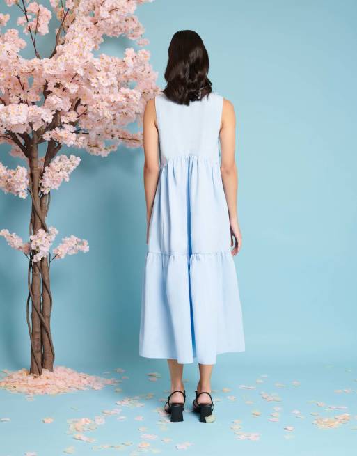 Sister Jane bow shirt midi dress in blue | ASOS
