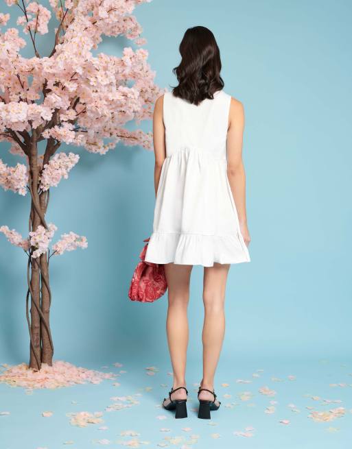 Sister Jane bow shirt mini dress in white, 2 of 4