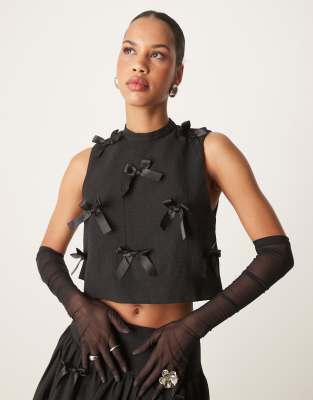 sister jane Sister Jane bow top co-ord in black