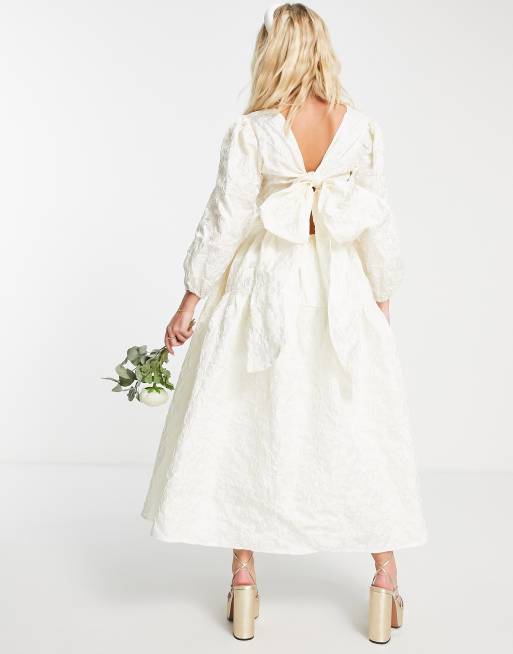 Sister Jane bridal maxi dress in floral jacquard with bow back, 4 of 4