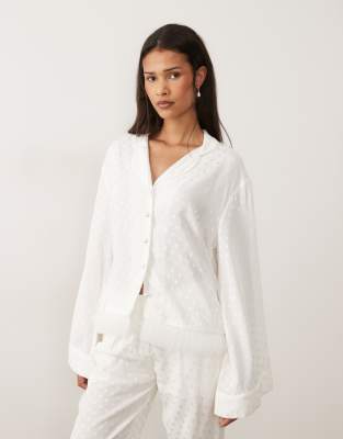 Sister Jane Bridal Polka Dot Belted Blouse In White