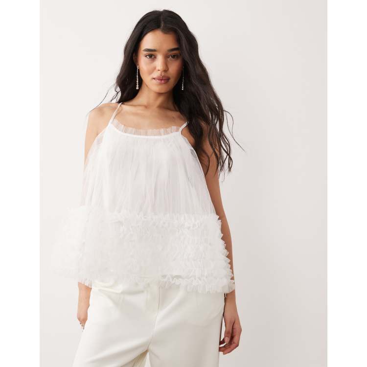Sister Jane Bridal tulle cami top in white | ASOS