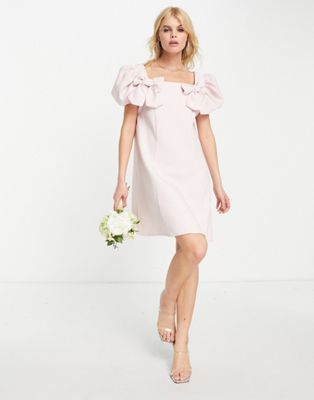 Sister Jane Bridesmaid short sleeve mini dress with bow details in pink