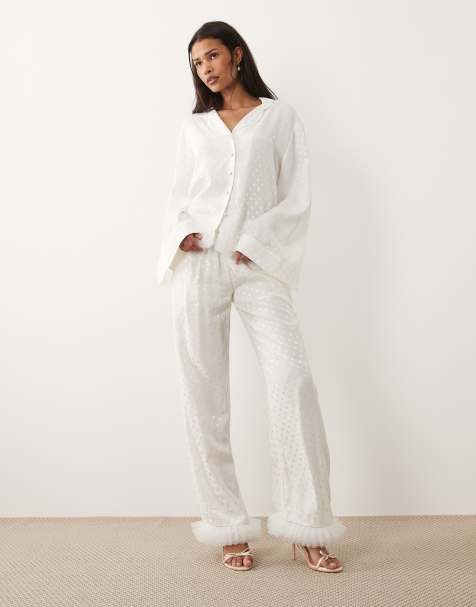 Sister Jane - Bruidskleding - Broek met tule afwerking en stippen in wit, deel van co-ord set - view 1