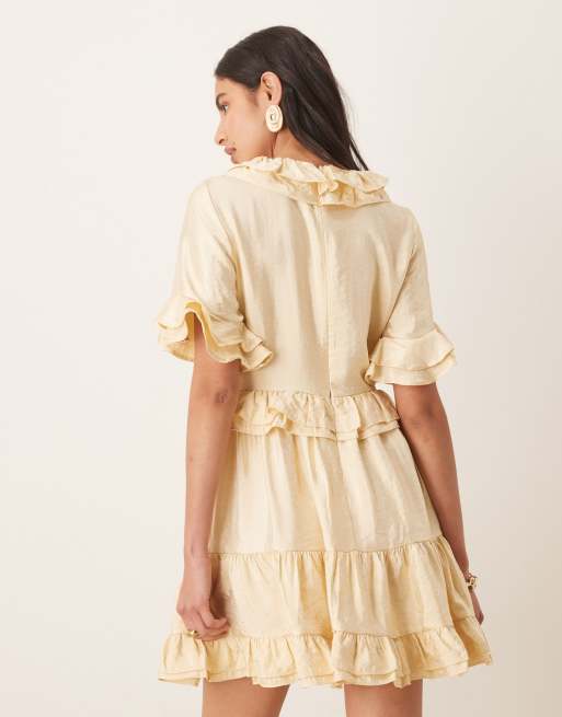 Sister Jane Buttercup ruffles mini dress in light yellow | ASOS