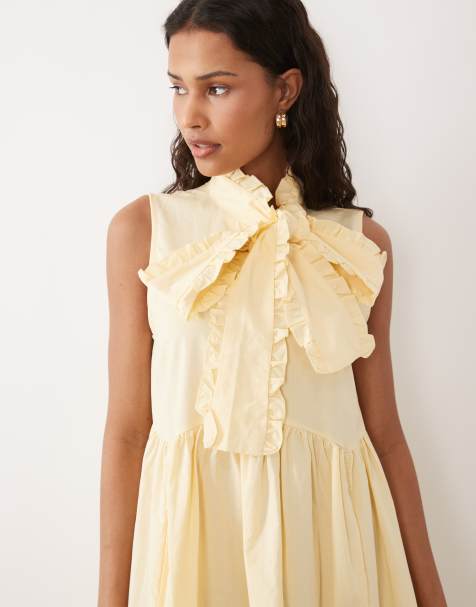 Sister Jane Buttermilk cotton blend bow detail sleeveless mini dress in yellow - view 1