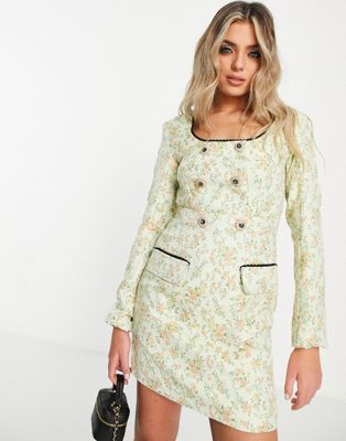Sister Jane button front mini dress in vintage floral - ASOS Price Checker