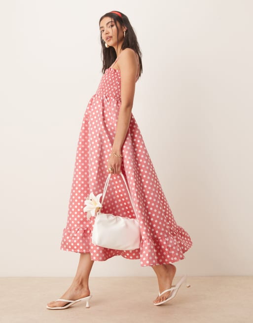 Sister Jane Campion jacquard midi dress in red | ASOS