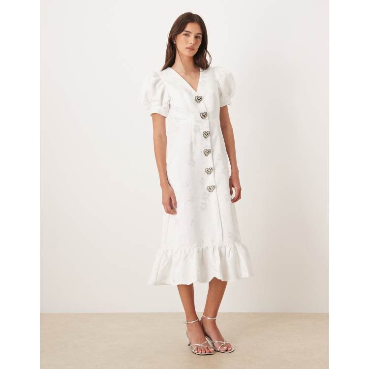 Sister Jane Carnival exclusive Bridal puff sleeve heart button up