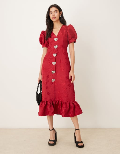 Sister Jane Carnival Hearts midi dress in red